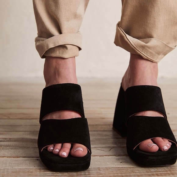 NWT Free People Love is everywhere black suede Platform Sandals size US 7 - Picture 3 of 6